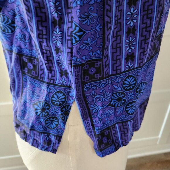 Vintage 90's Silk Blouse Size Petite Small  Blue weave pattern - Picture 9 of 9